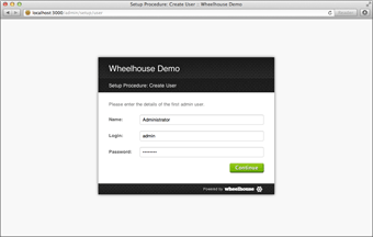 Screenshot of the Wheelhouse CMS setup process