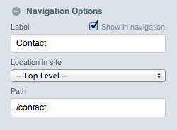 Navigation Options Panel